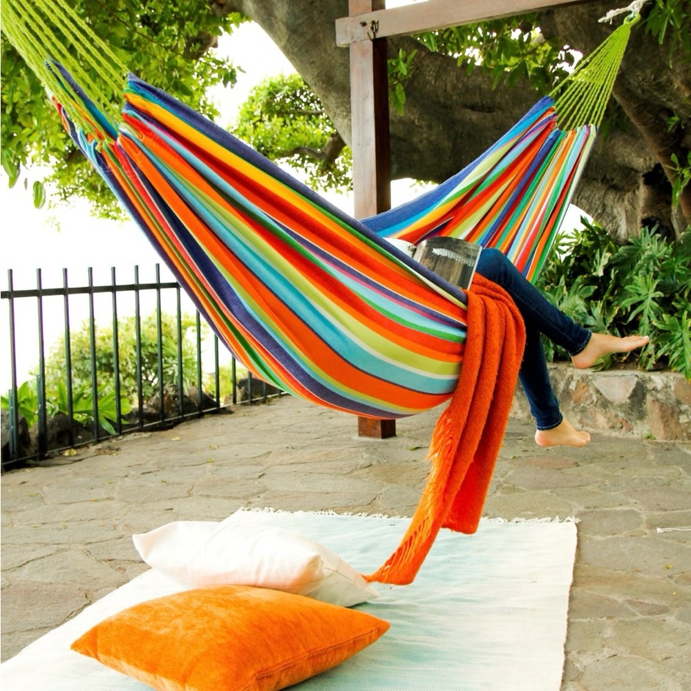 Colorful Striped Camping Hammock.